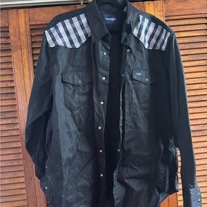 Wrangler Black Button Up Shirt with custom palaka accents